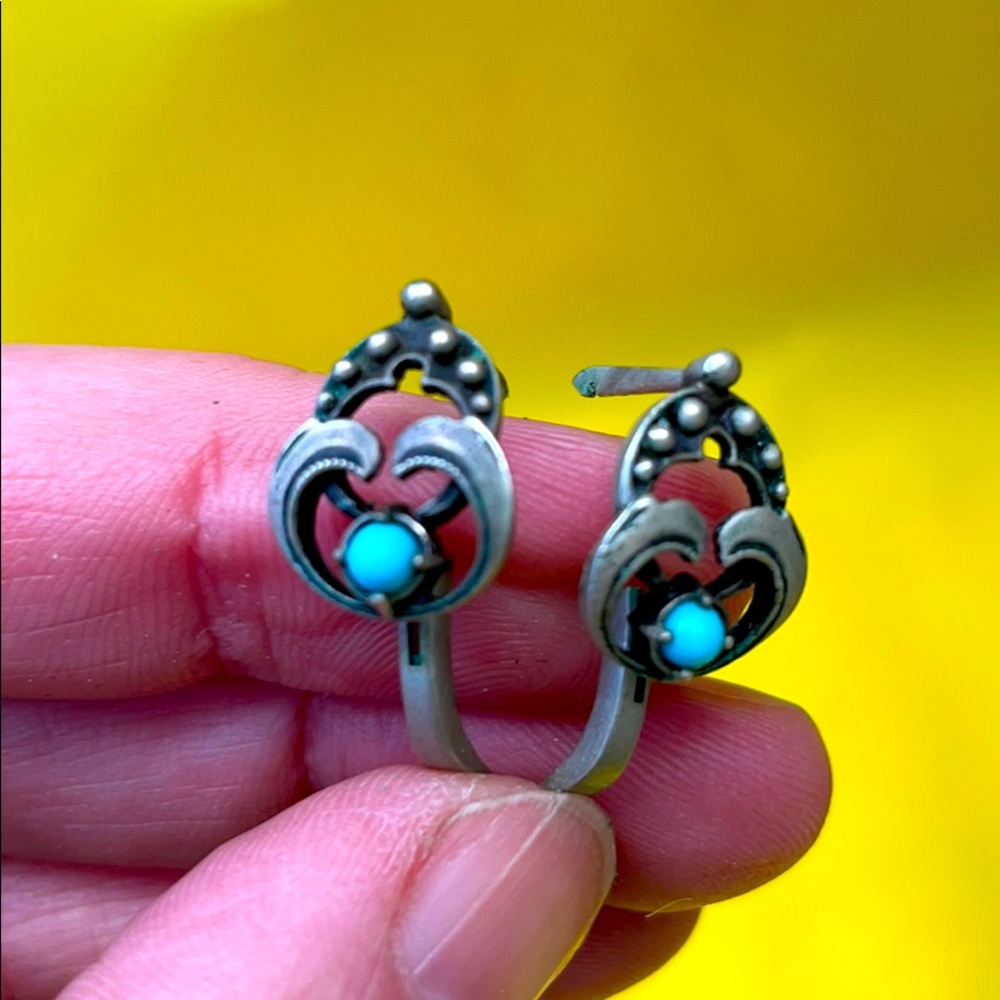 Antique silver earrings with turquoise